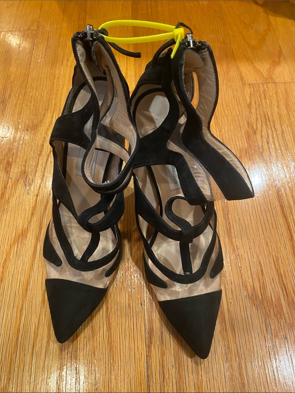 Black Suede Cutout Pointed-Toe Women’s Heels